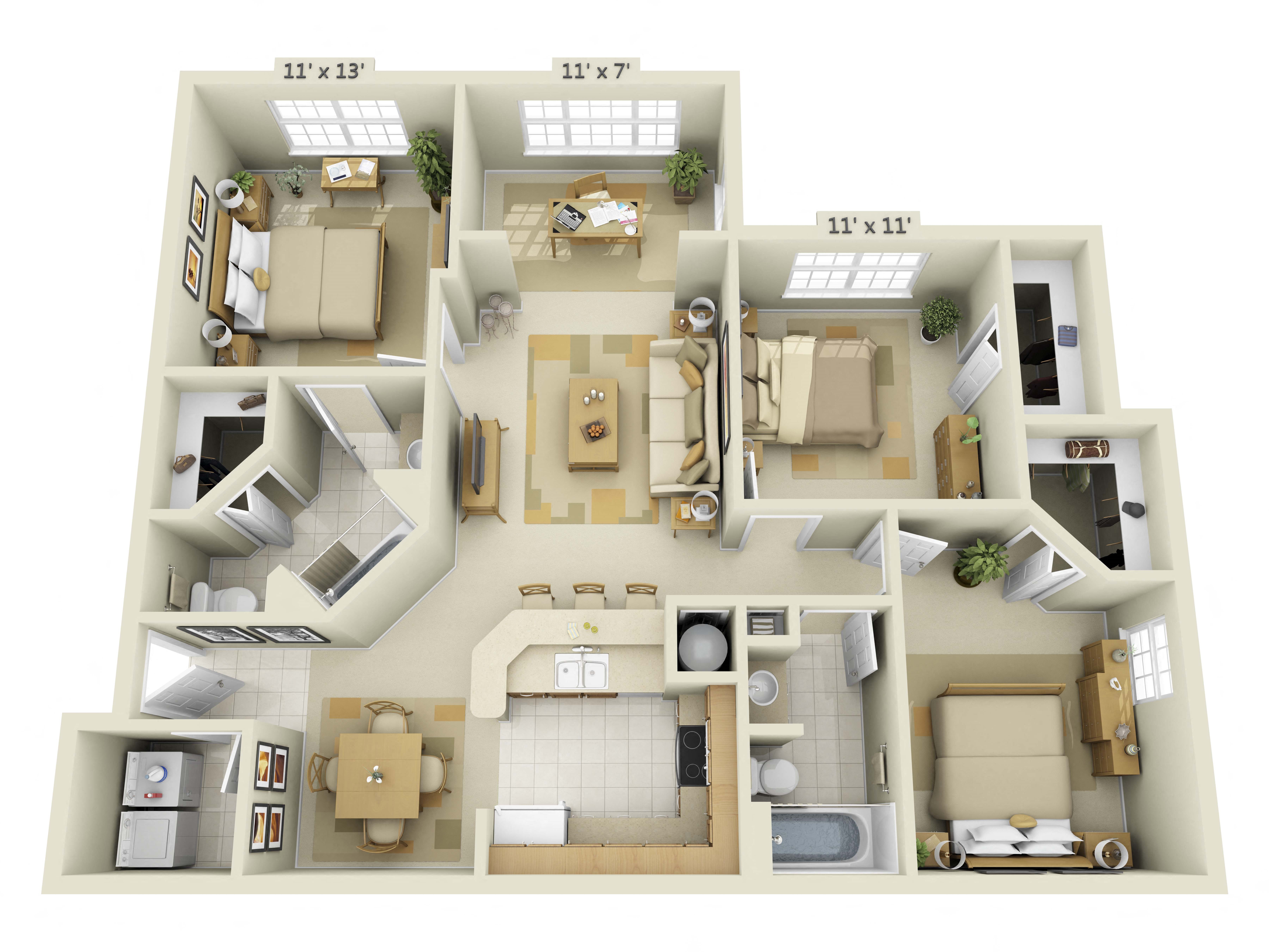 3 Bedroom with Solarium Floor Plan 5
